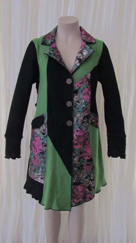Green Wool Detailed Floral Jacket