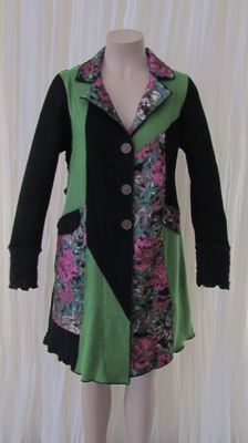 Green Wool Detailed Floral Jacket