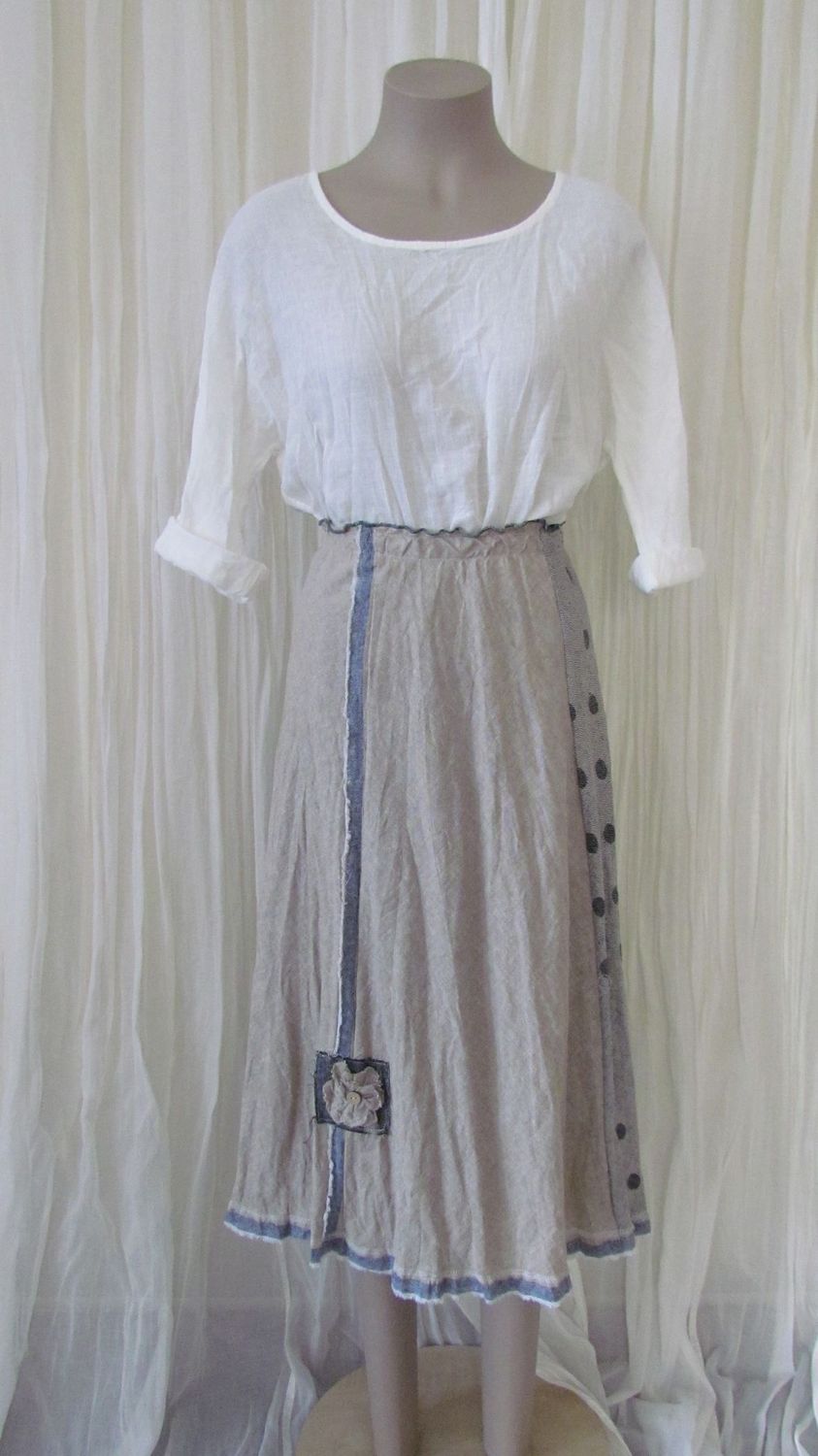 Natural Denim Section Skirt