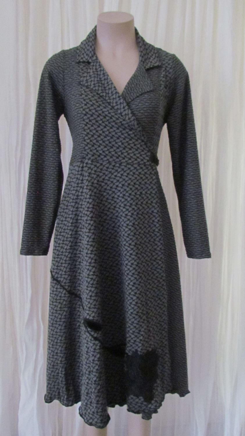 Charcoal Black Wrap Dress Coat