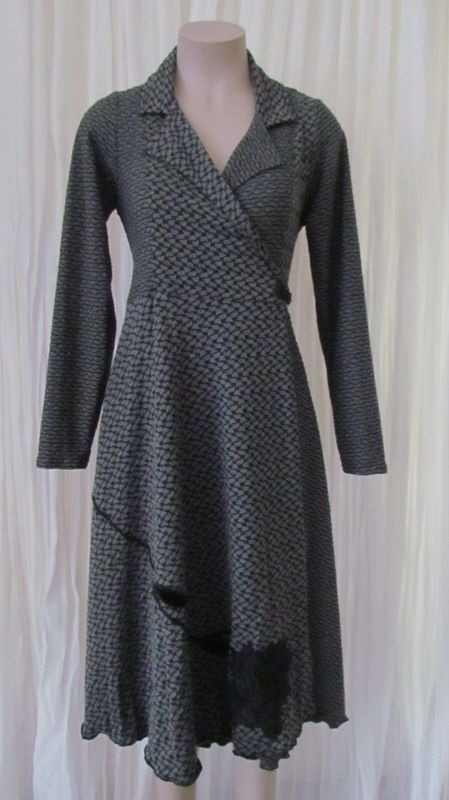 Charcoal Black Wrap Dress Coat
