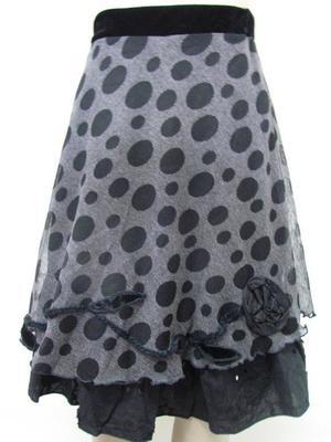 Charcoal spot mesh layer skirt