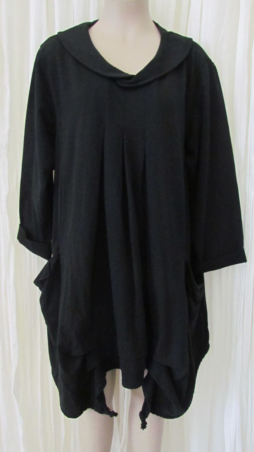 Black Cotton Oversized Top