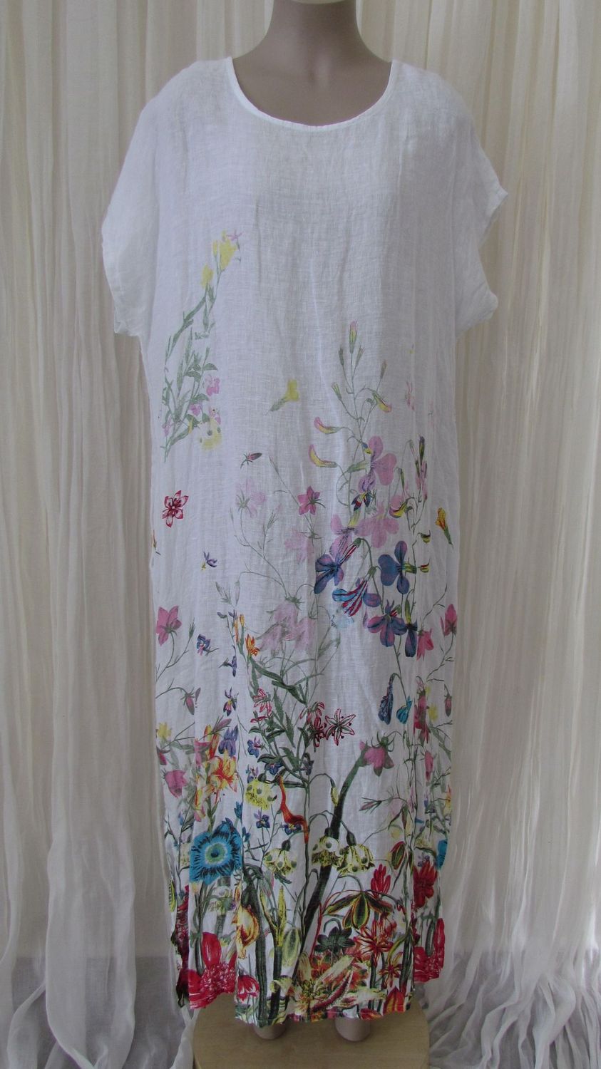 White Garden Print Slouch Dress