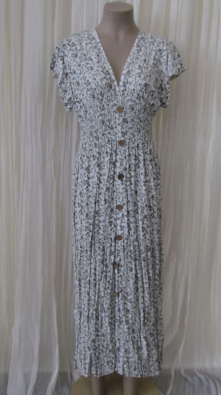 Mocha Button Front Floral Ruffle Maxi Dress Mocha Button Front Floral Ruffle Maxi Dress