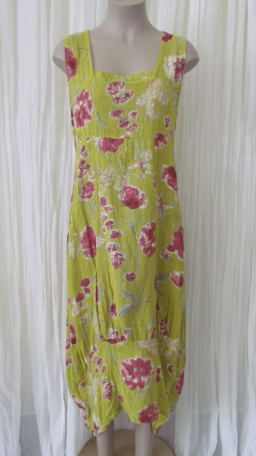 Khaki/Red Cotton Floral Maxi Dress