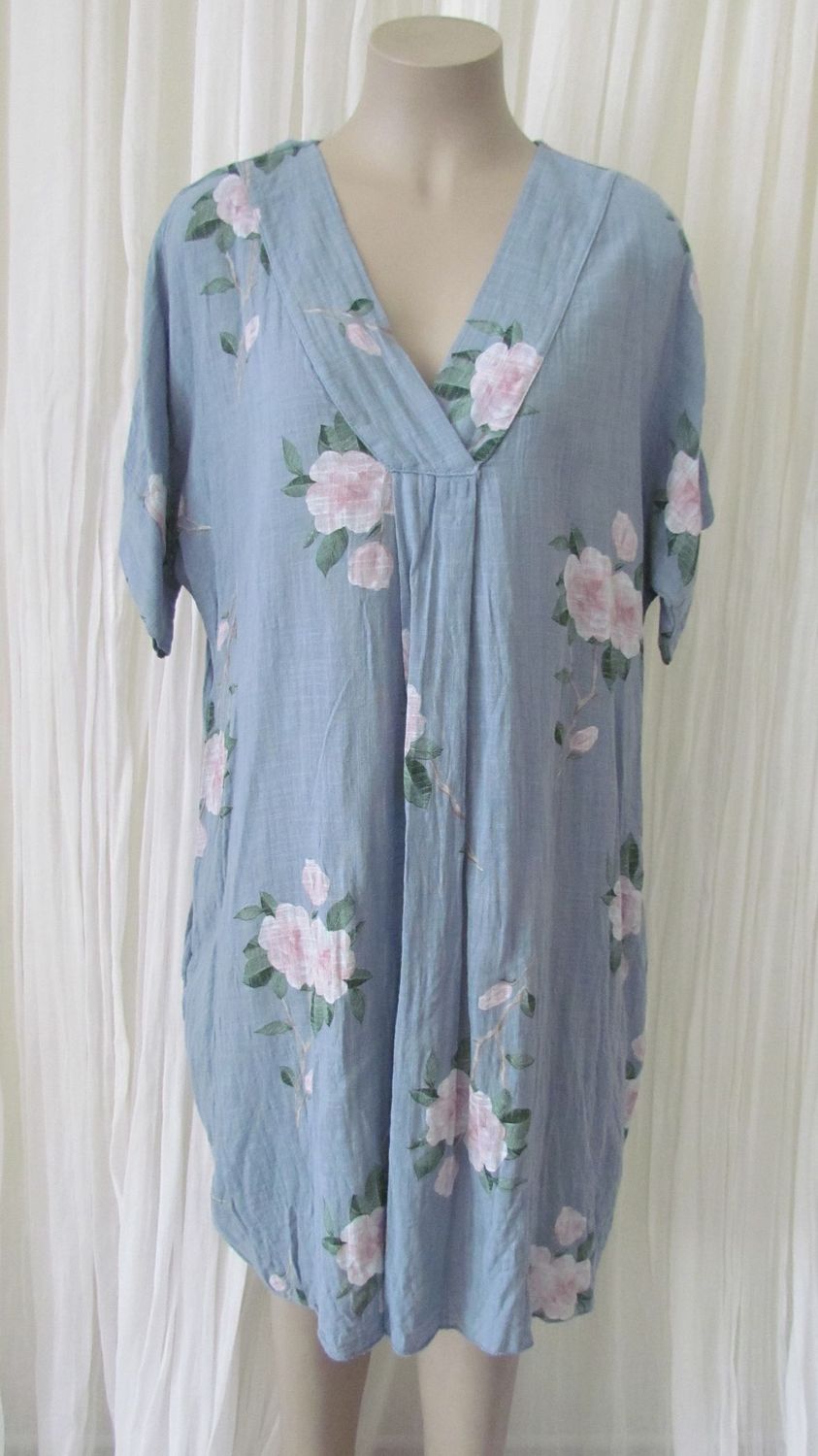 Denim Cotton Floral Dress