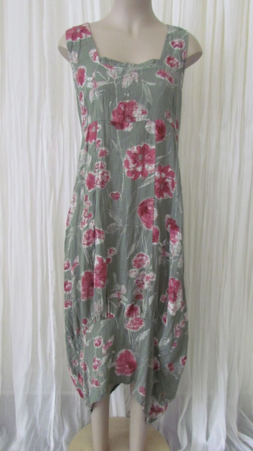 Denim/Red Cotton Floral Maxi Dress