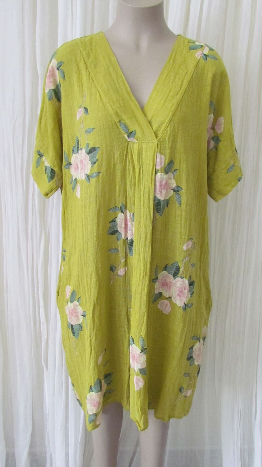 Lime Green Cotton Floral Dress