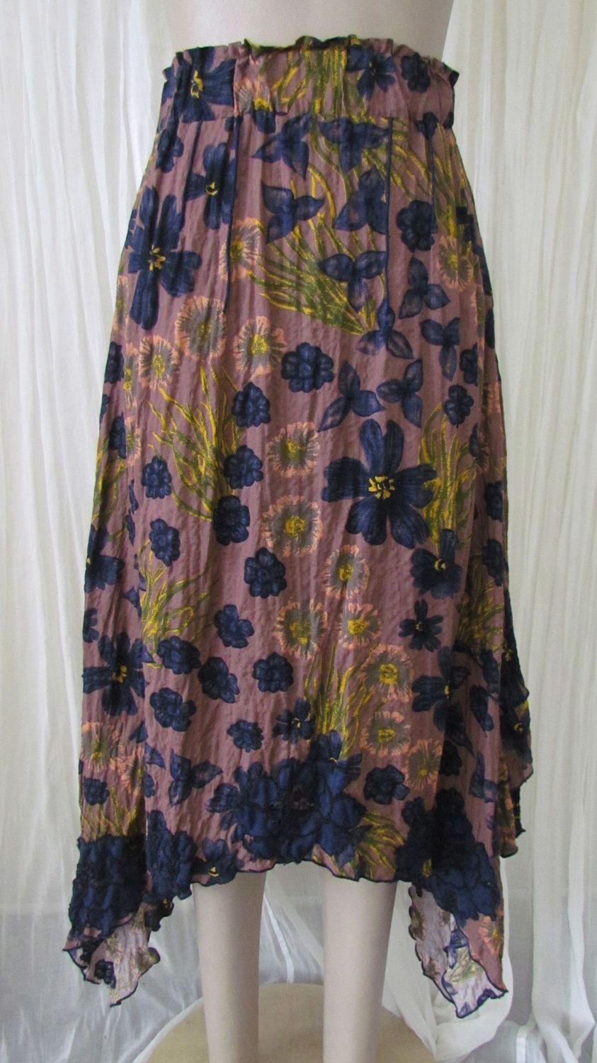 Navy Floral Skirt
