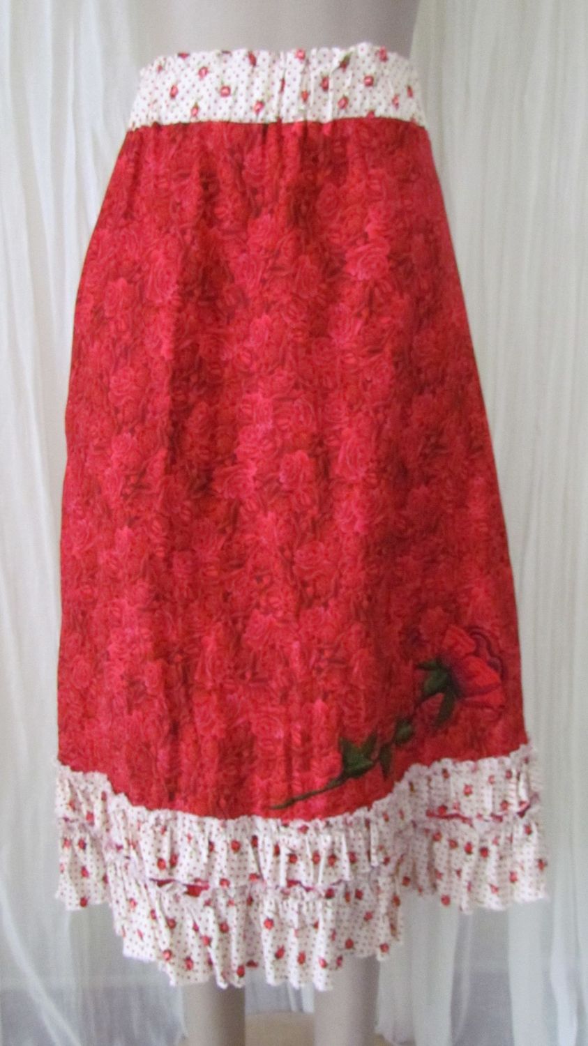 Red Rose Spot Ruffle Skirt