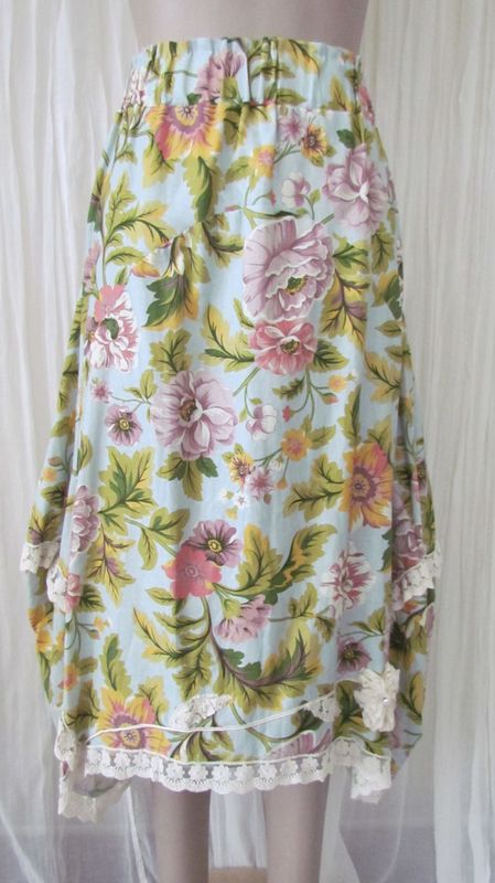 Multi Floral Bubble Linen Lace Skirt