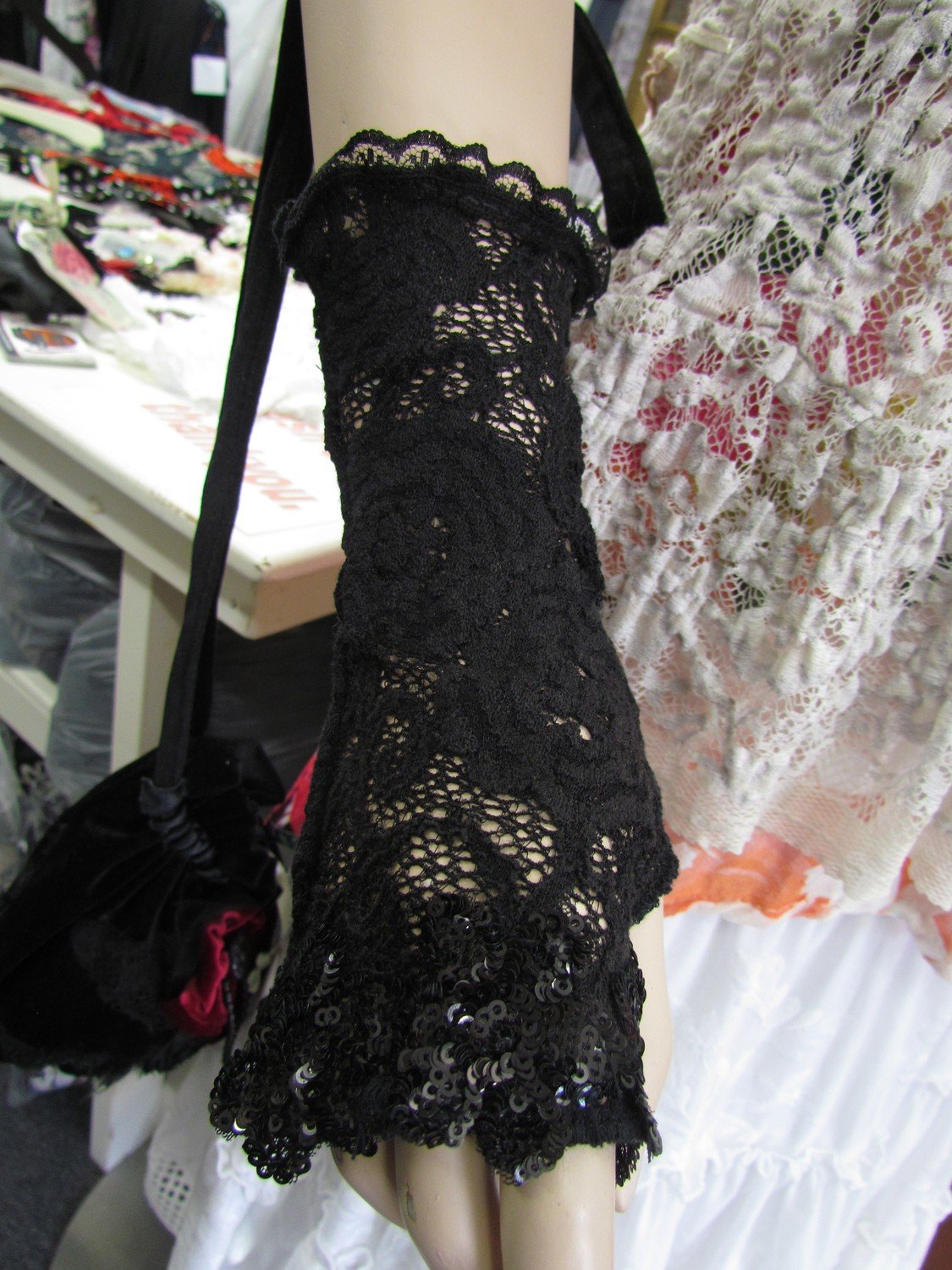 Black lace gloves
