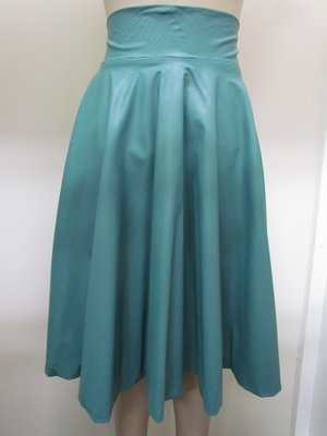 Green leather look skirt