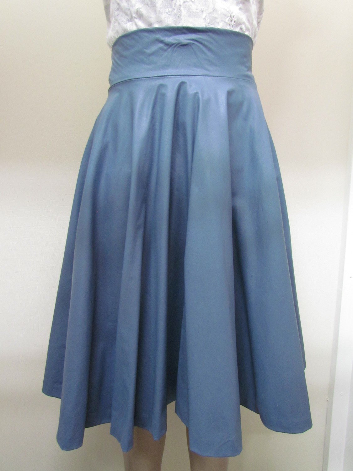 Blue Leather look skate skirt