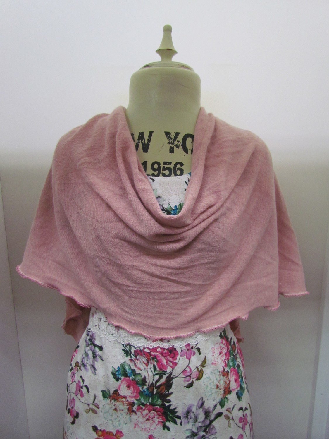 Pink vintage wool shawl