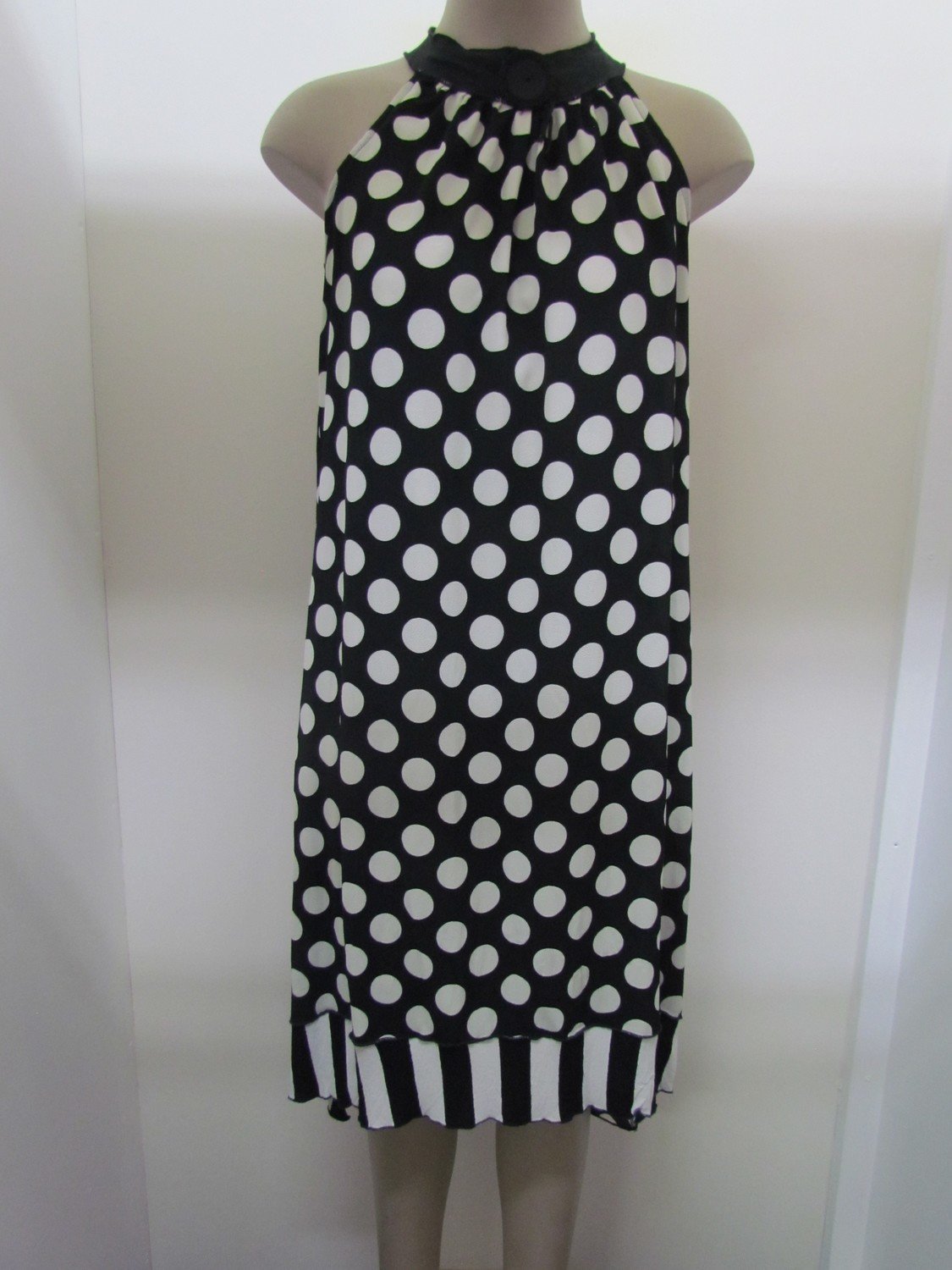 Black White spot halter dress