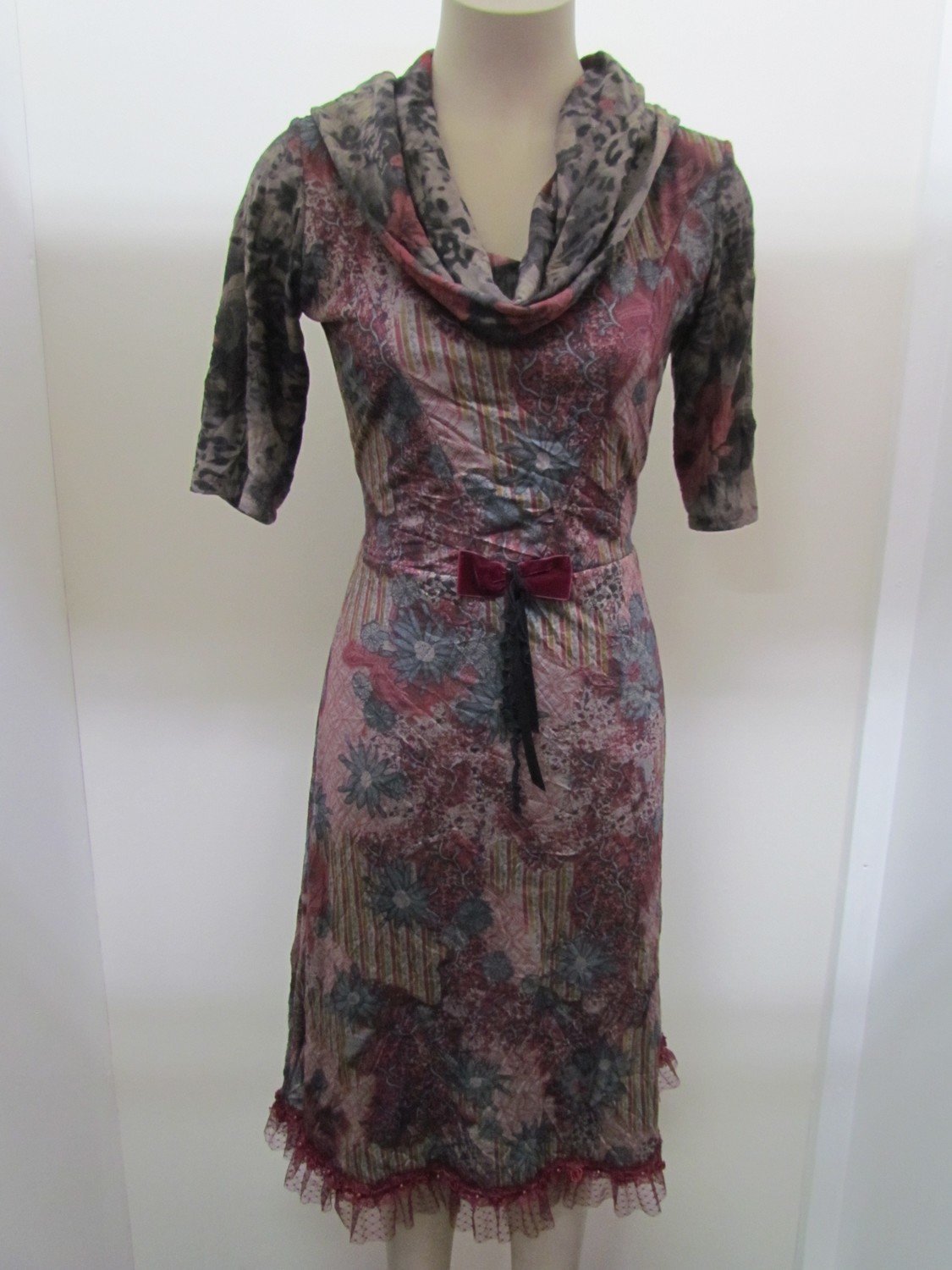 Red floral crush dress