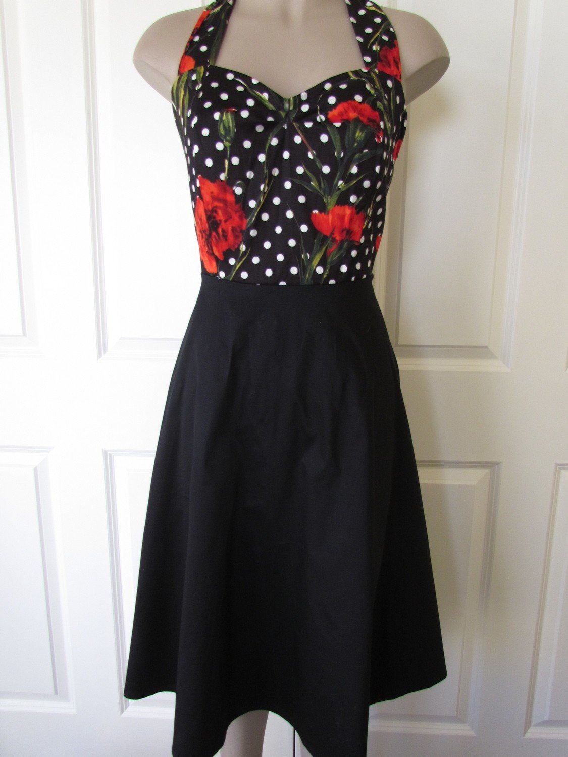 Red rose spot halter dress