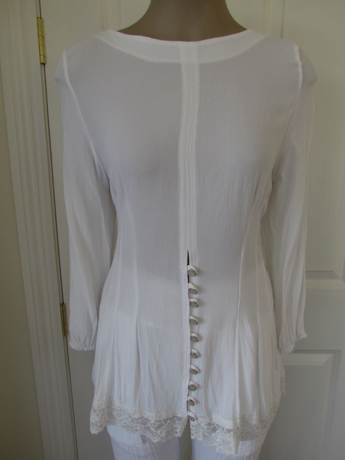 White Top with split in sleeve