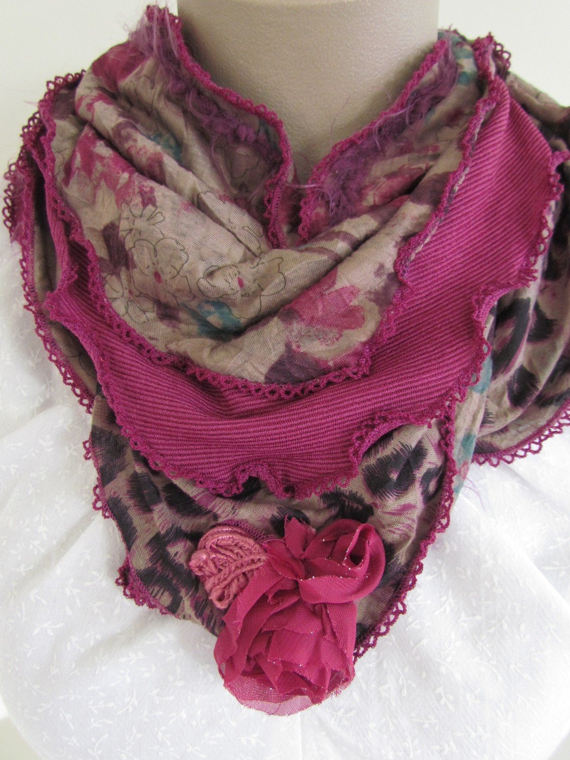 Cerise Floral Scarf
