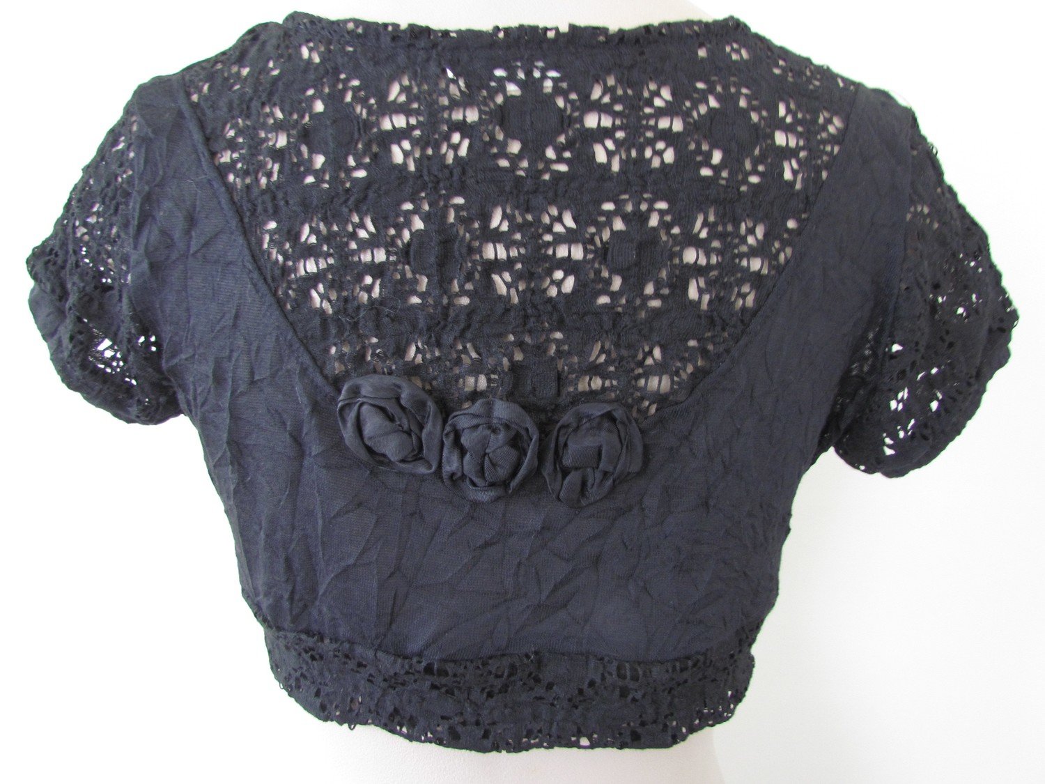 Ladies black lace jacket best sale