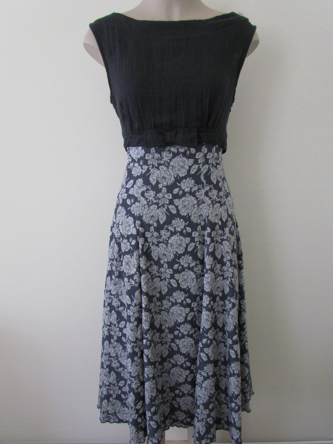 Charcoal black rose 1940s dress