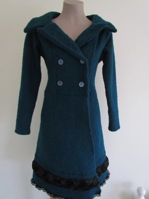 Teal wool wrap coat