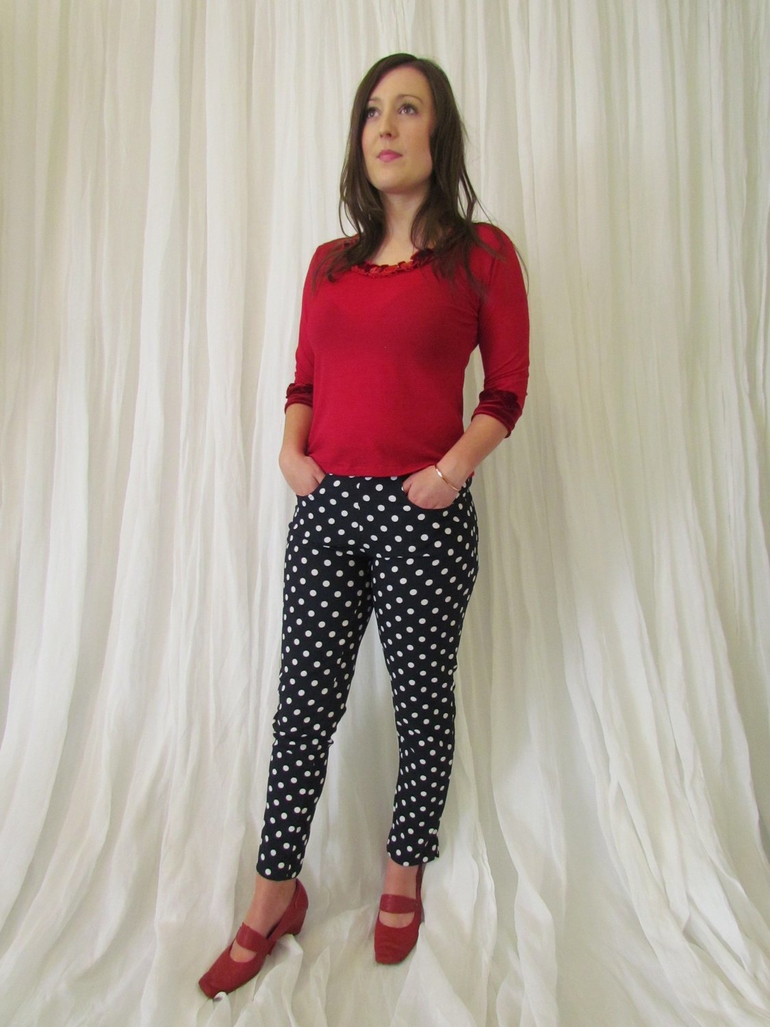 Red 3/4 sleeve top