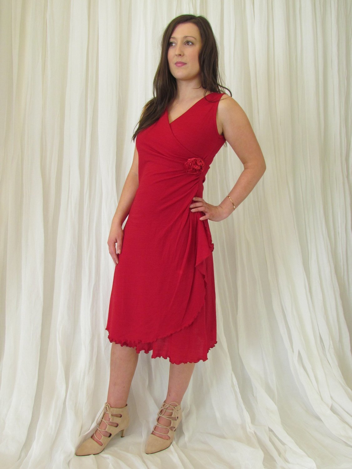 Red Merino Wrap dress