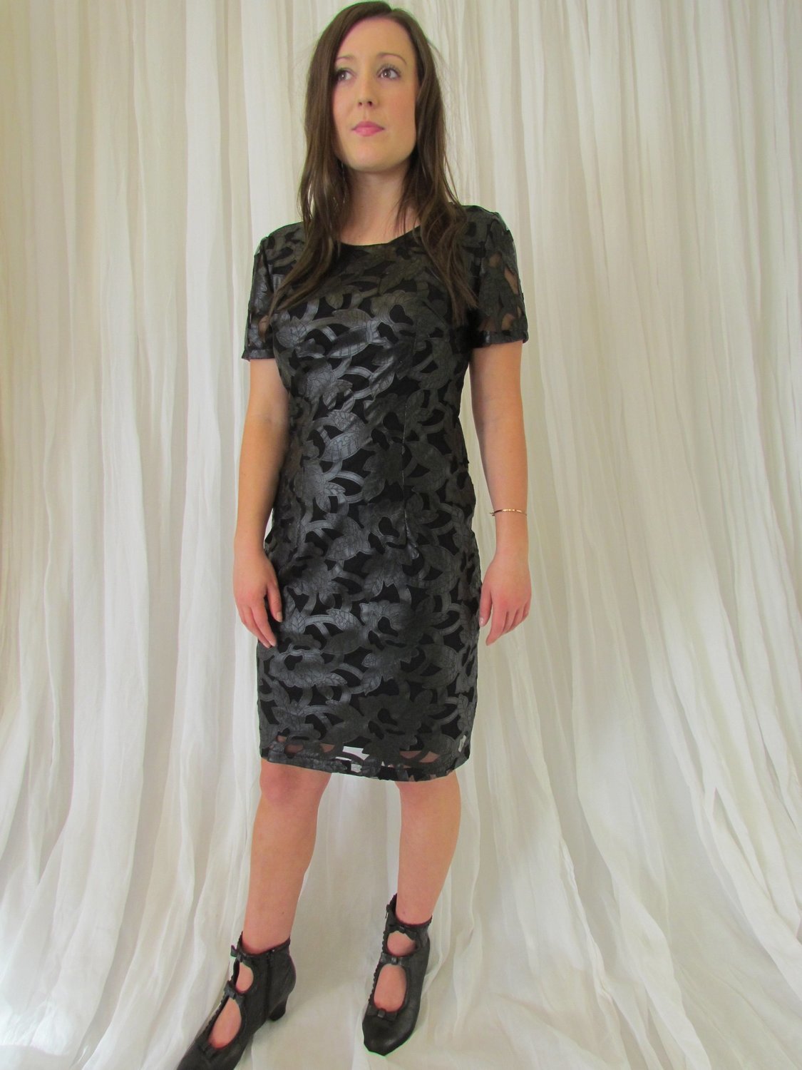 Black leather look dress