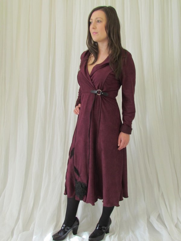 Wine suede wrap jacket