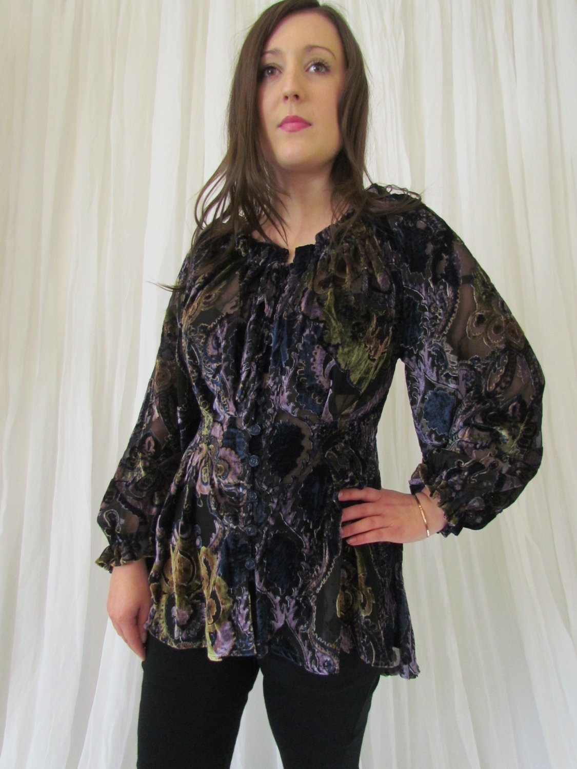 Purple Velvet burnout top