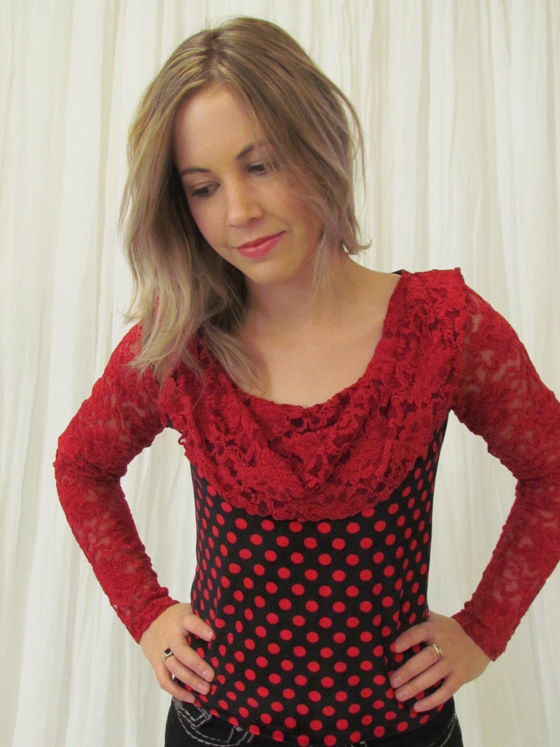 Spot velvet lace top