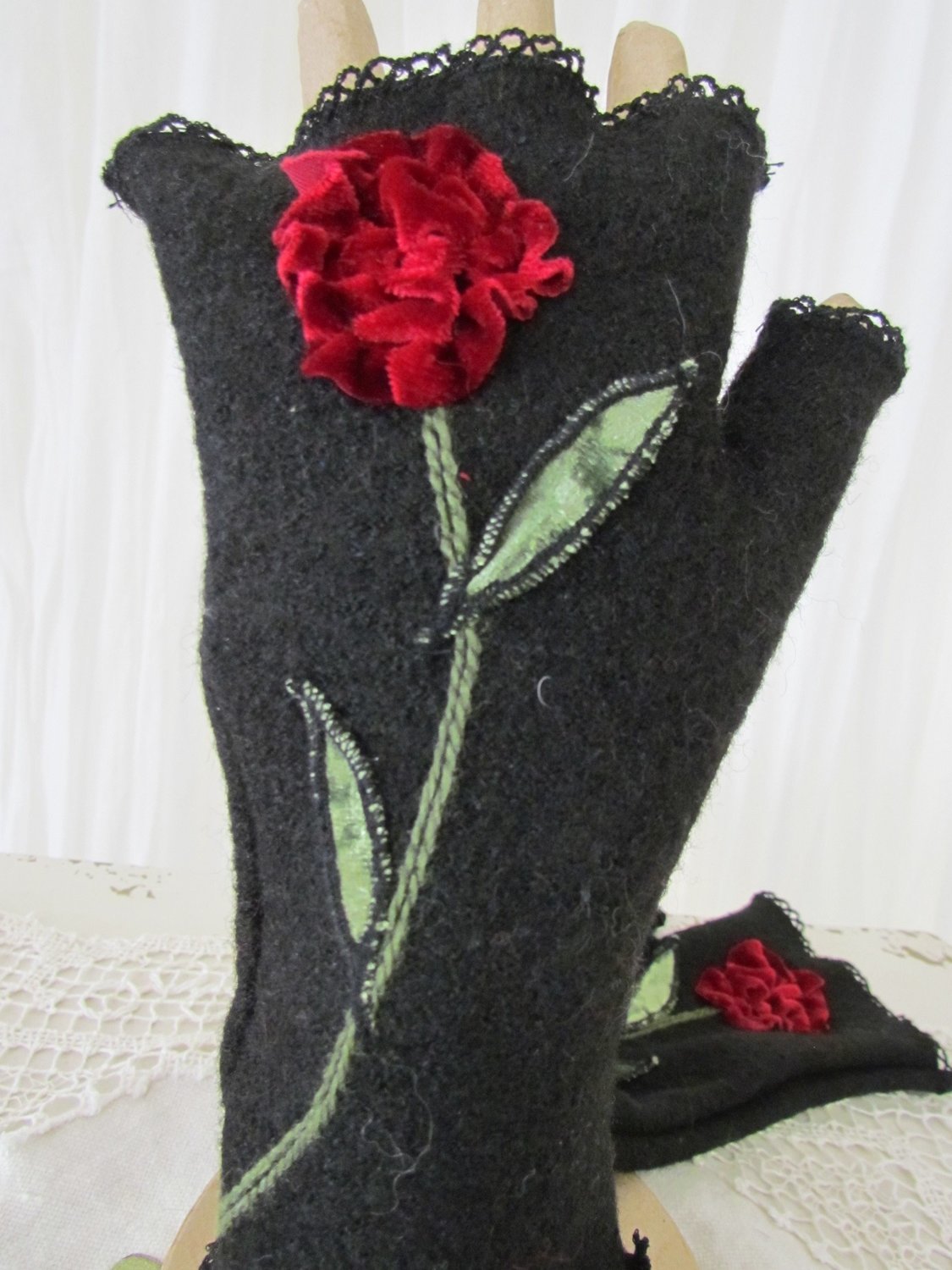 Black wool gloves