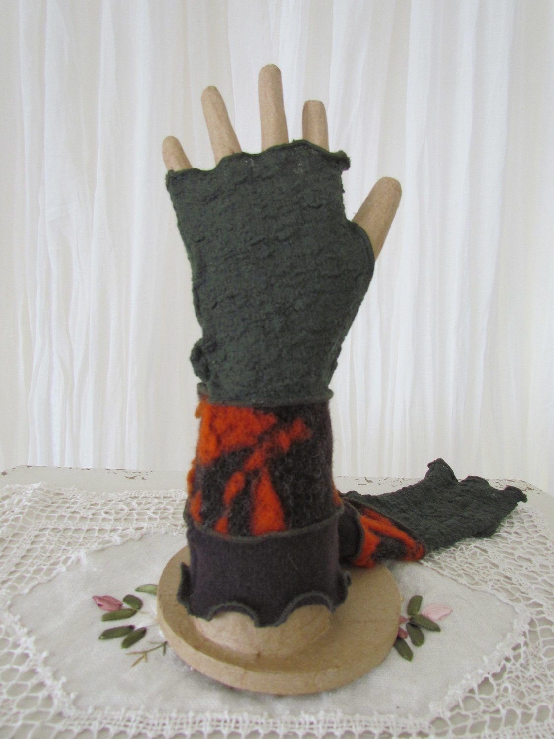 Green wool gloves
