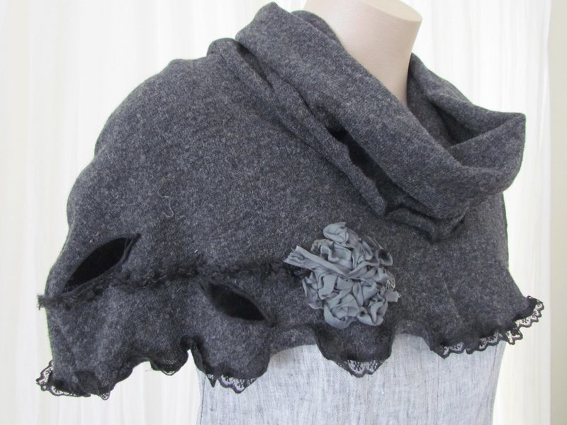Charcoal wool cape