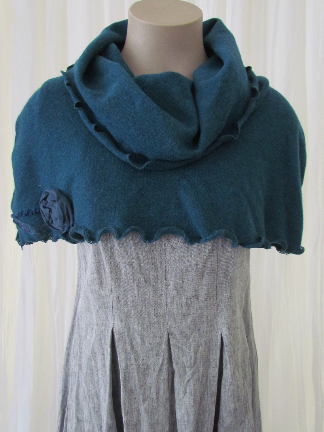 Teal wool cape