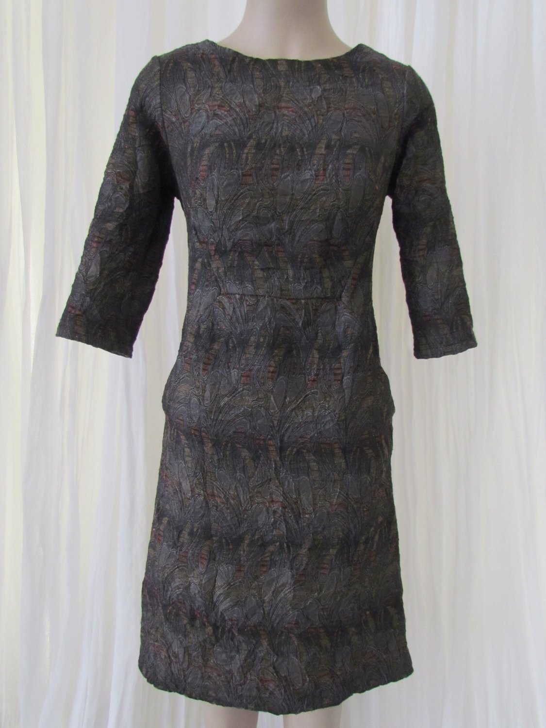 Green multi wool dress