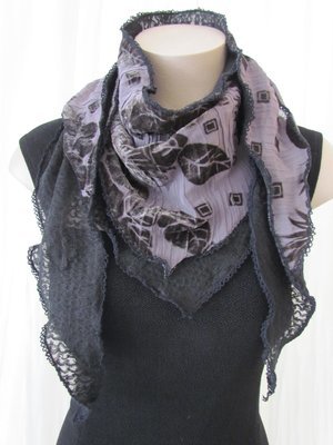 Grey black wool scarf
