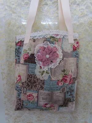 Teal vintage floral bag