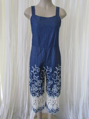 Dark Blue Embroidery Jumpsuit