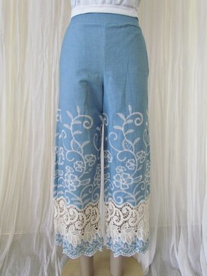 Light Blue Embroidery 78th Pants