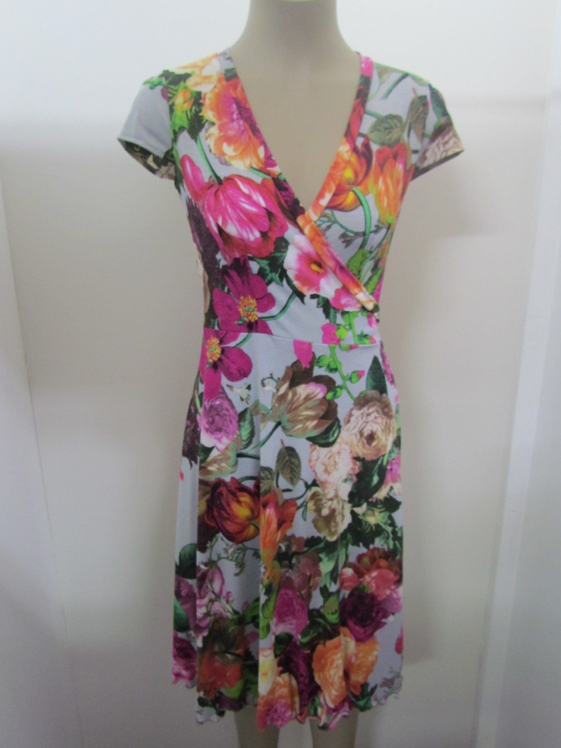​Grey floral wrap dress