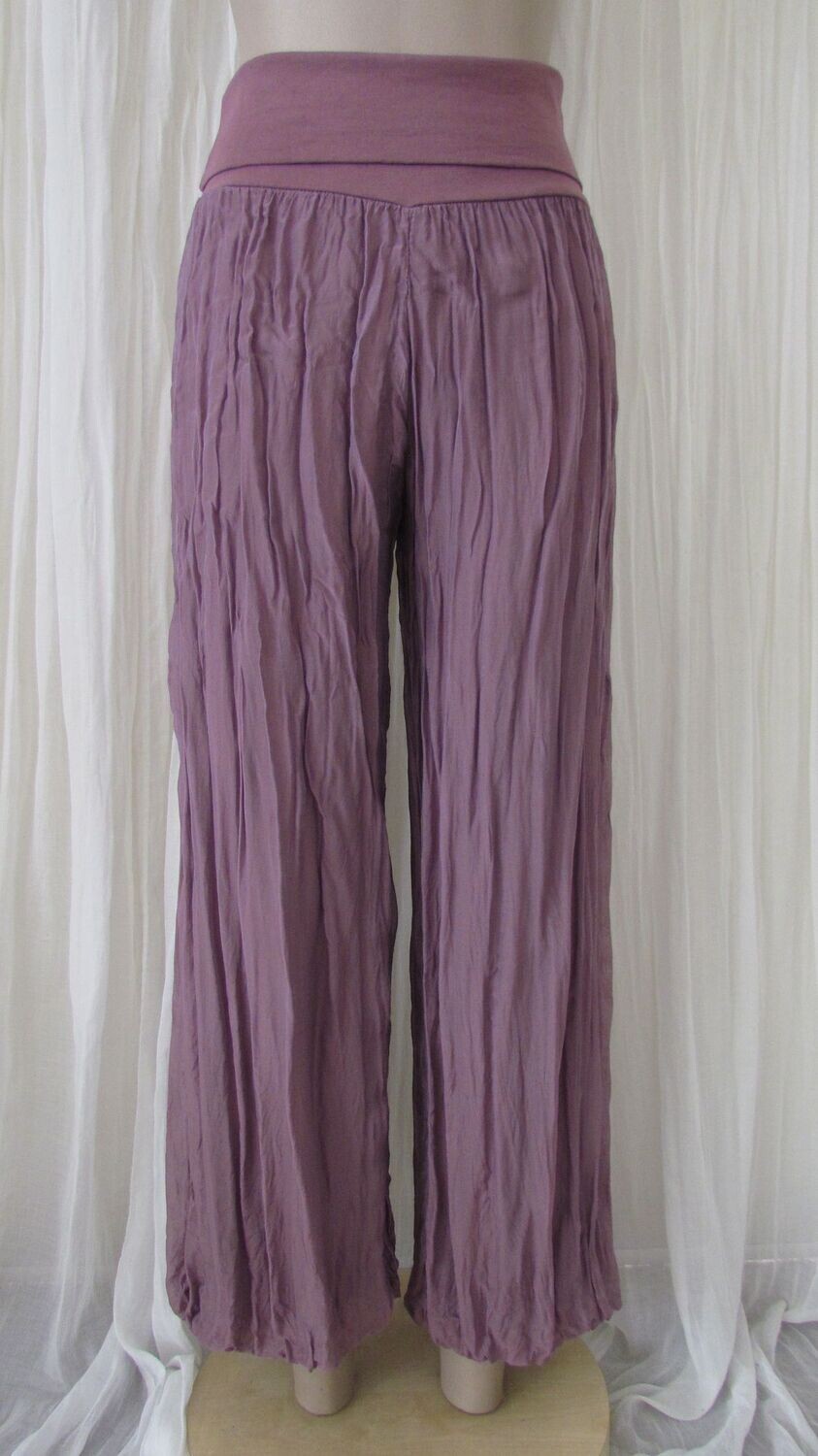 Lilac Wide Leg Silk Trousers