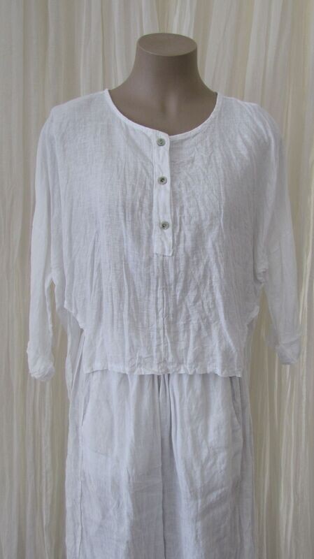 White Linen Hi Lo Crop Shirt White Linen Hi Lo Crop Shirt