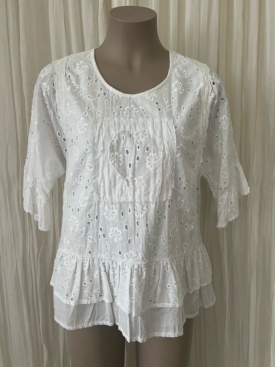 White Embrodiery Anglaise Top