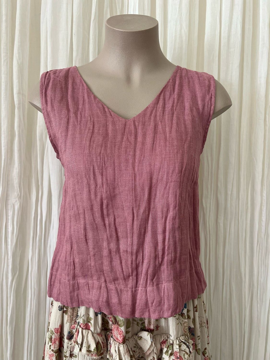 Dusty Pink Linen Singlet