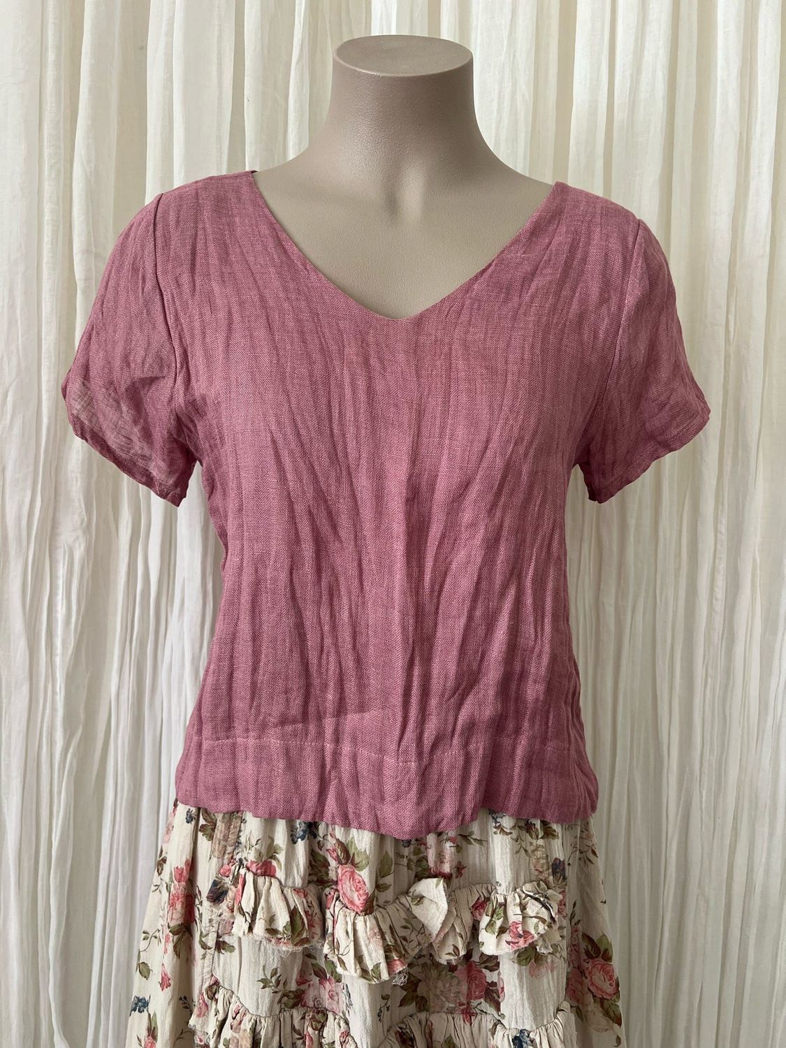 Dusty Pink Linen Top