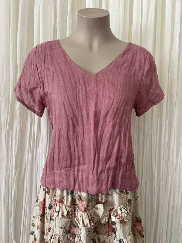 Dusty Pink Linen Top